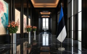 pied socle drapeau estonie sur estonie sur argenté de qualité