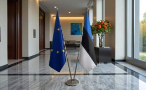 pied socle drapeau estonie sur estonie sur argenté haut de gamme