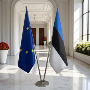 pied socle drapeau estonie sur estonie sur argenté élégant