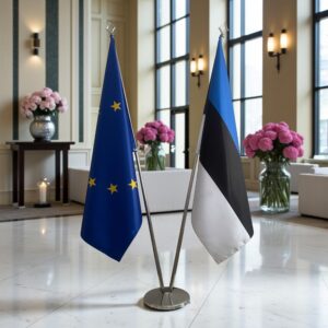 Pavillon estonie et socle en marbre de bureau