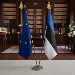 Drapeau estonie et socle en marbre officiel