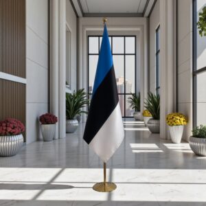 Drapeau estonie et socle en marbre élégant