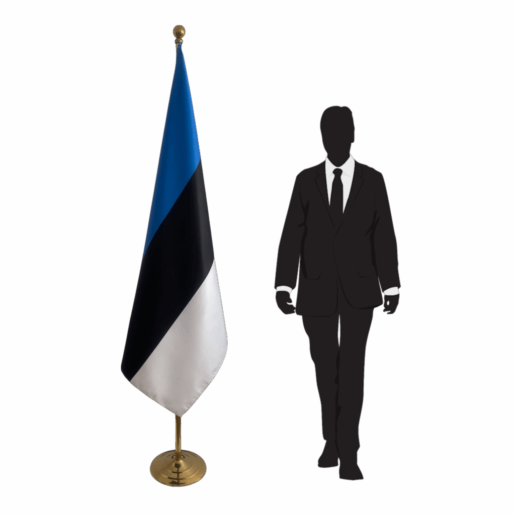 Pavillon estonie sur socle en inox représentatif