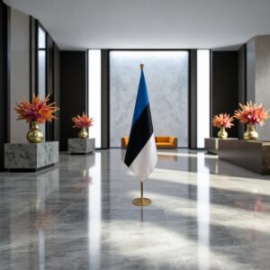 Drapeau estonie pour socle en marbre moderne