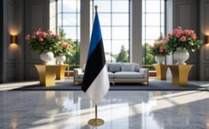 Pavillon estonie et socle en marbre de prestige