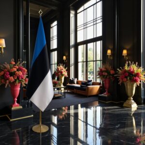 Pavillon estonie pour socle en marbre lourd