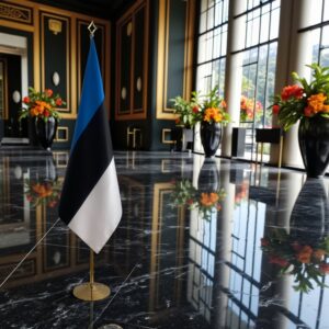 Drapeau estonie pour socle en marbre stable