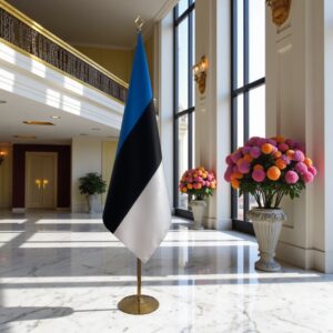 Bannière estonie pour socle en marbre institutionnel