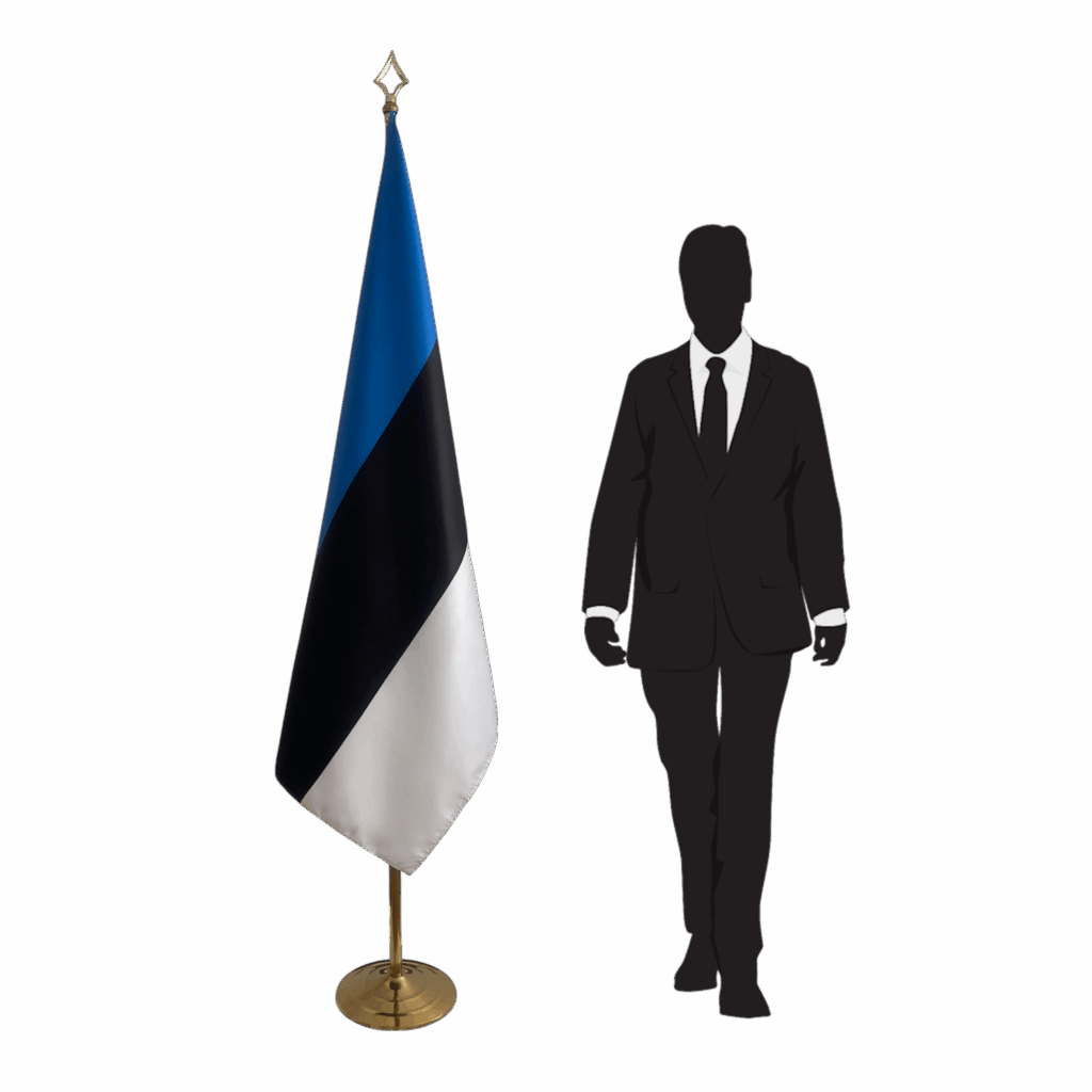 Drapeau estonie sur socle en inox officiel