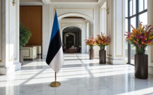 Pavillon estonie avec socle en marbre design