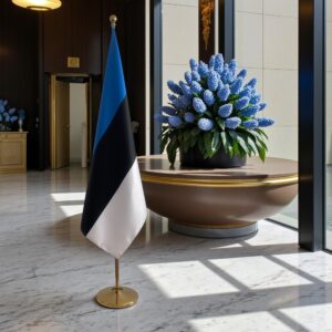 Pavillon estonie avec socle en marbre lourd