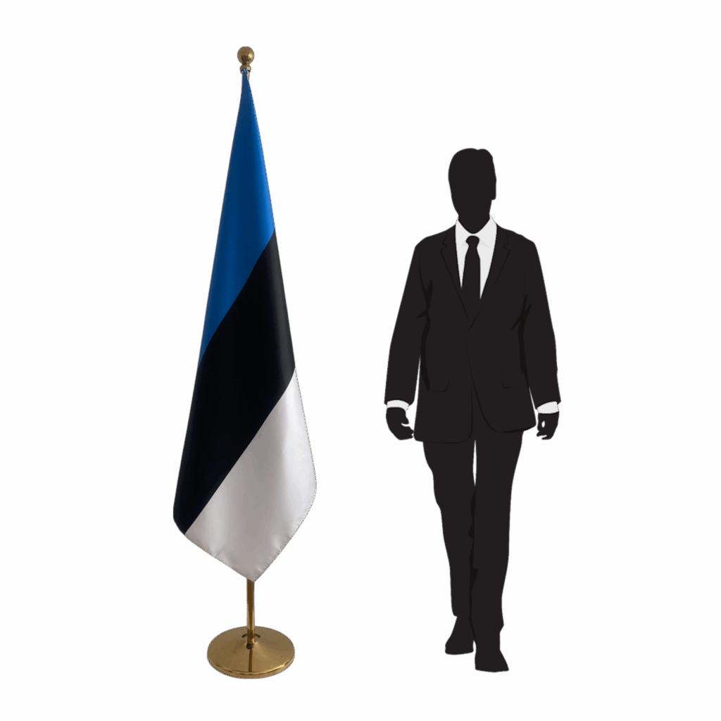 Bannière estonie sur socle en inox diplomatique