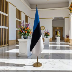 Drapeau estonie avec socle en marbre élégant