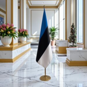 Bannière estonie avec socle en marbre antidérapant