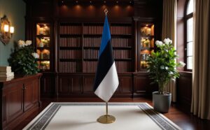 Pavillon estonie sur socle en inox élégant