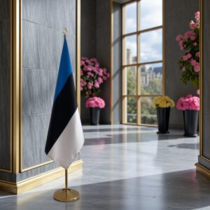 Pavillon estonie sur socle en inox robuste