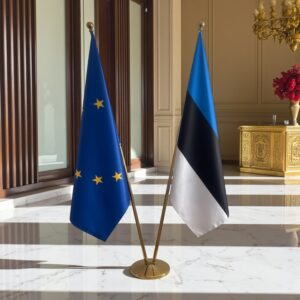 Pavillon estonie sur socle en bois antidérapant