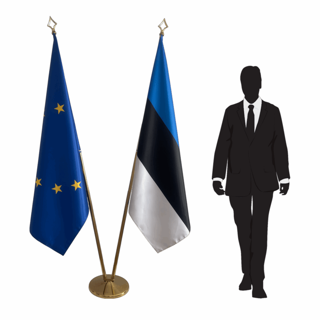 Bannière estonie sur socle en inox classique