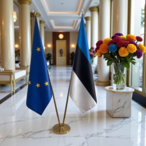 Pavillon estonie sur socle en marbre design