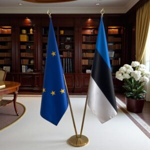 Pavillon estonie sur socle en marbre lourd