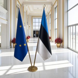 Pavillon estonie sur socle en marbre raffiné