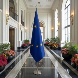 drapeau UE sur pied