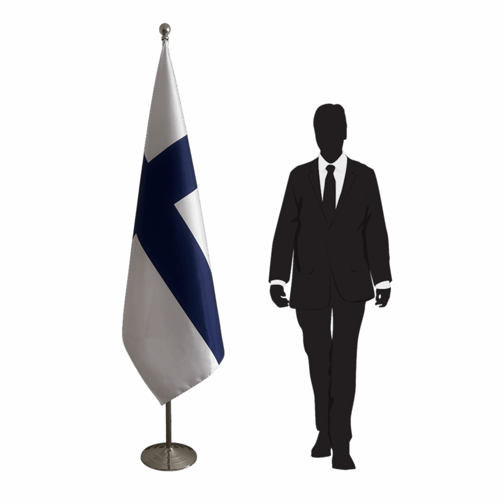 Bannière finlande sur socle en marbre de qualité