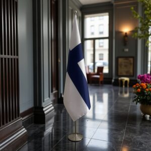 pied socle drapeau Finlande sur Finlande sur doré représentatif