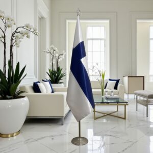 pied socle drapeau Finlande sur Finlande sur doré diplomatique