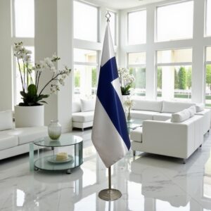 pied socle drapeau Finlande sur Finlande sur doré raffiné