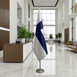 pied socle drapeau Finlande sur Finlande sur doré moderne