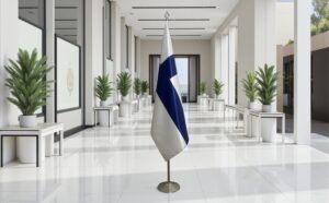 pied socle drapeau Finlande sur Finlande sur doré classique