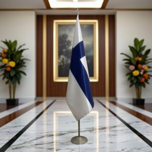 pied socle drapeau Finlande sur Finlande sur doré haut de gamme