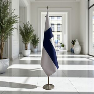 Drapeau Finlande sur socle en bois lourd