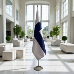 Bannière Finlande sur socle en bois stable
