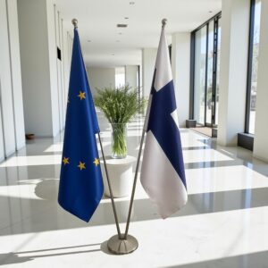 Drapeau Finlande et socle en marbre officiel