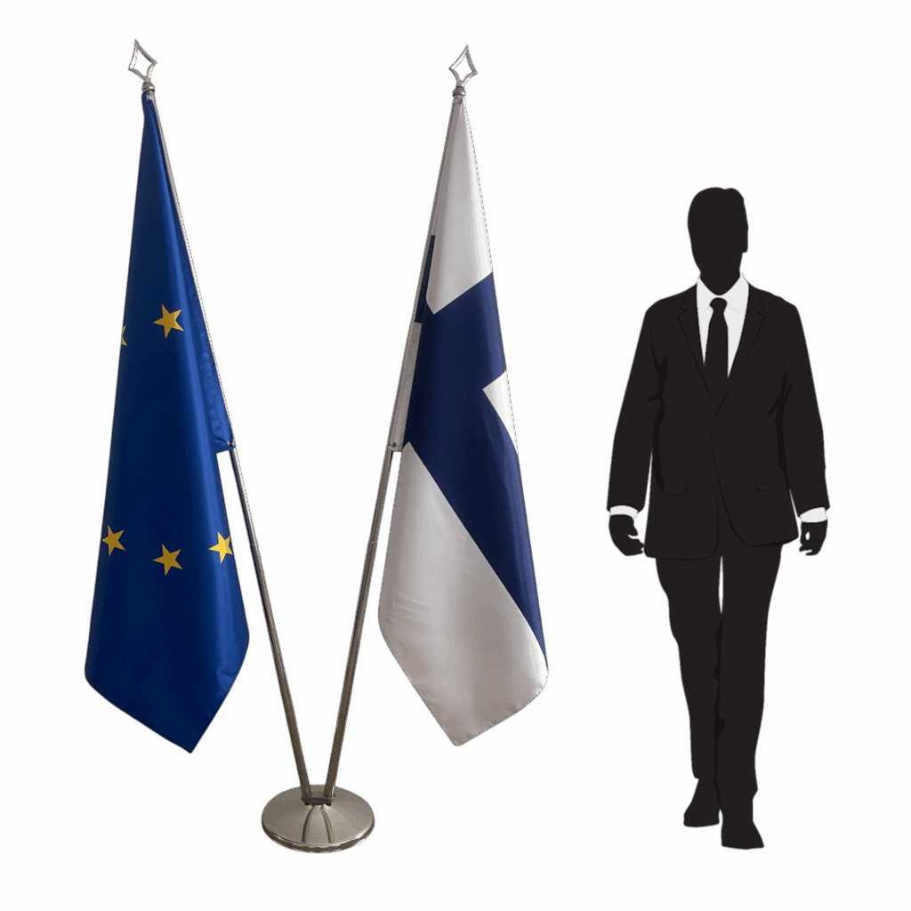 Drapeau finlande sur socle en marbre élégant