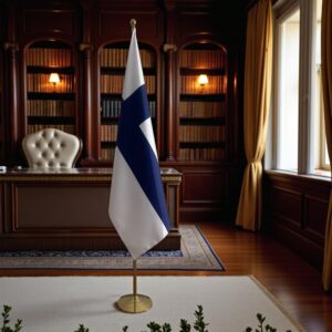 Pavillon Finlande sur socle en marbre de bureau