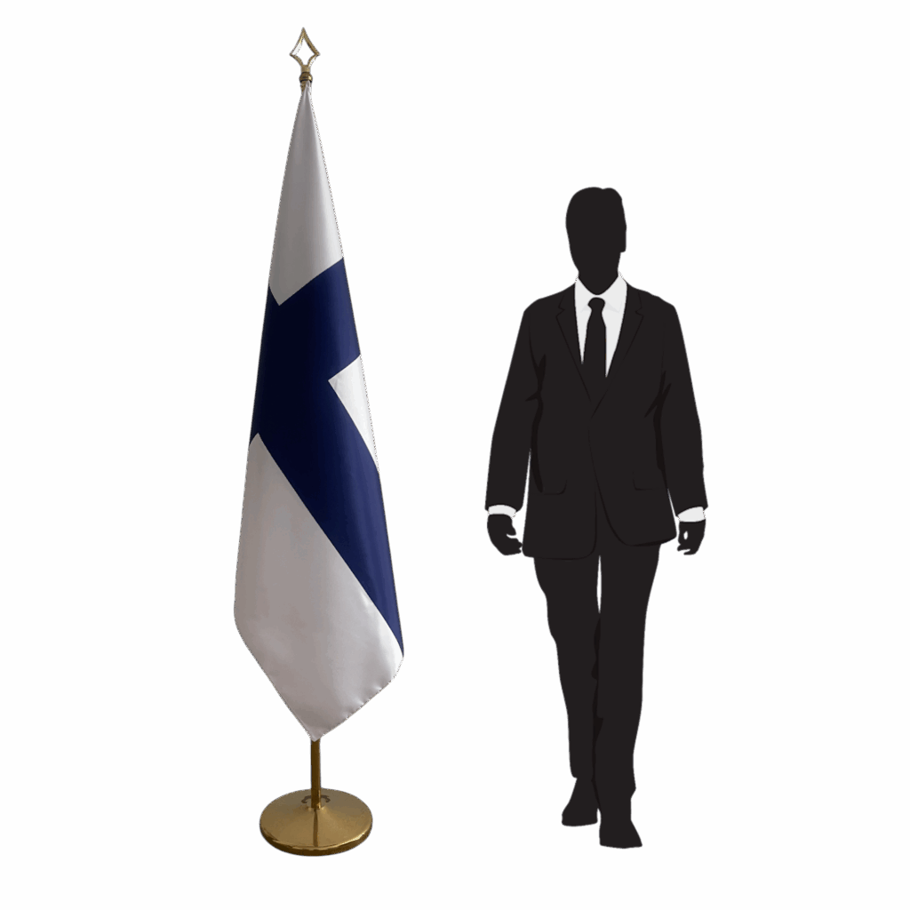 Bannière finlande sur socle en marbre institutionnel