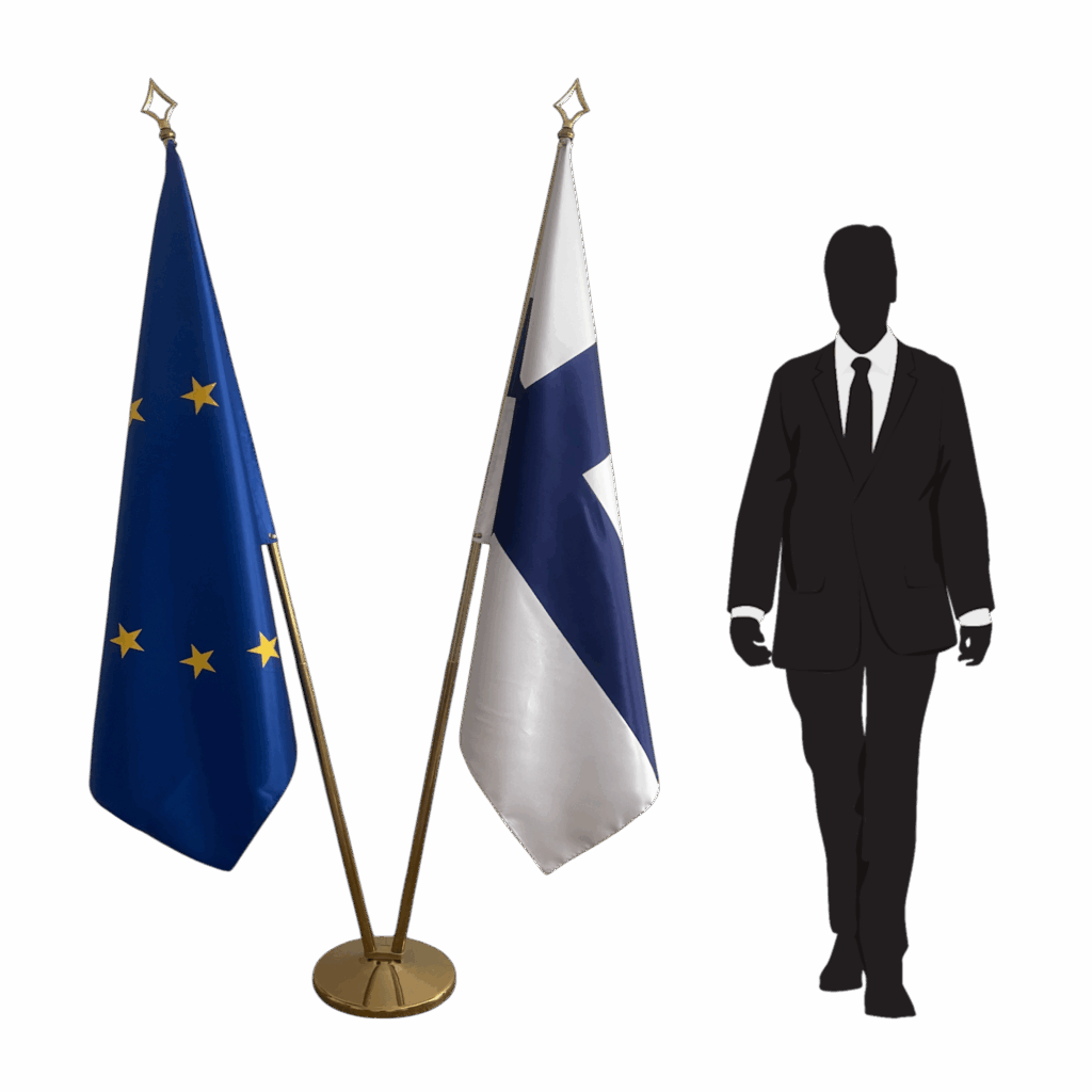 Drapeau finlande sur socle en marbre professionnel