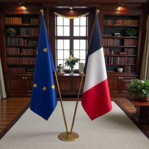 Drapeau france sur socle en bois de bureau