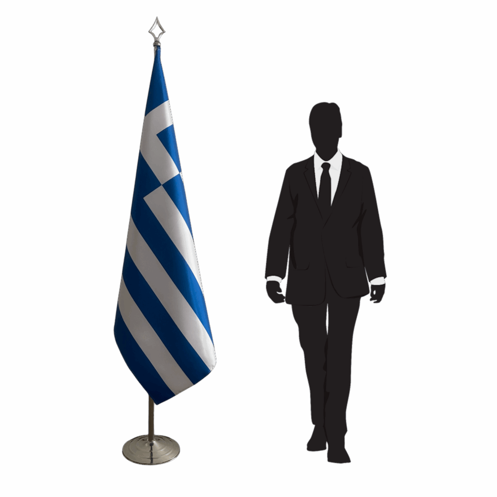 drapeau grece sur pied