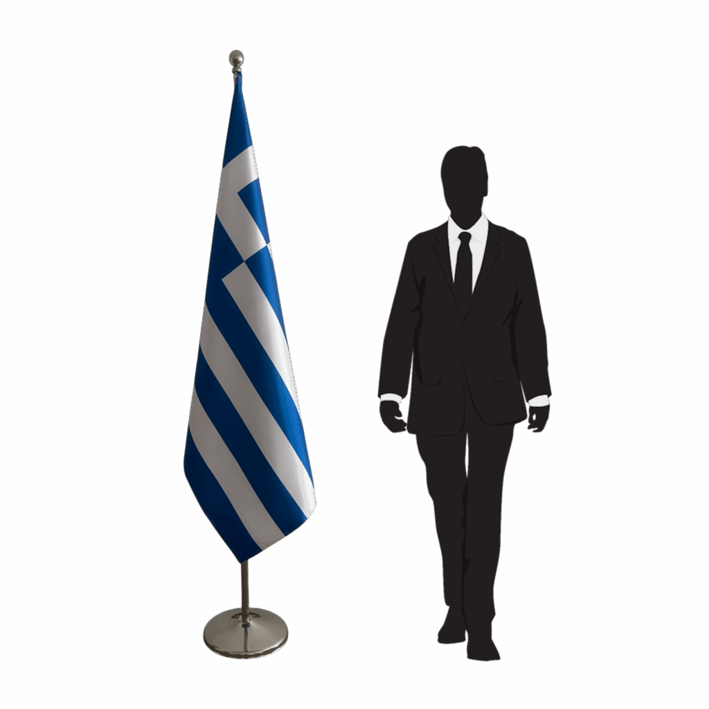 drapeau grece sur pied