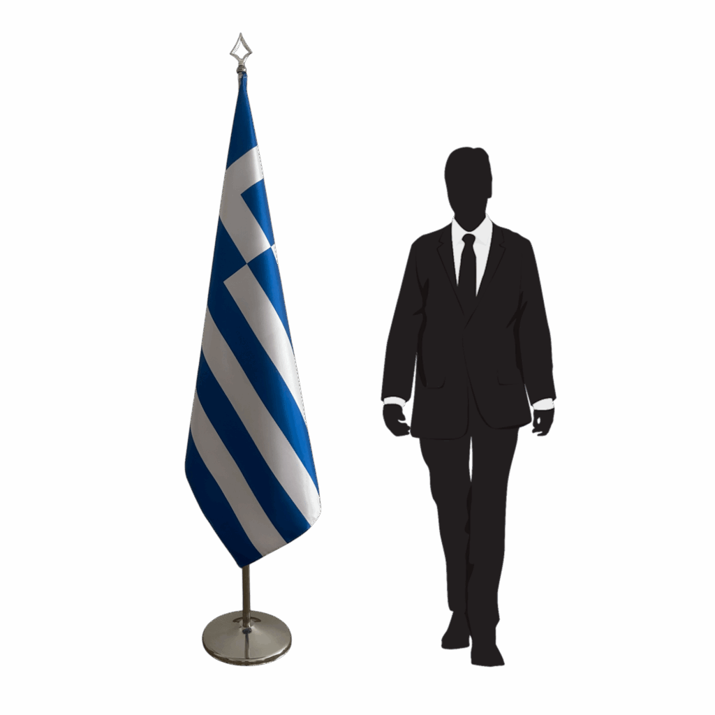 drapeau grece sur pied
