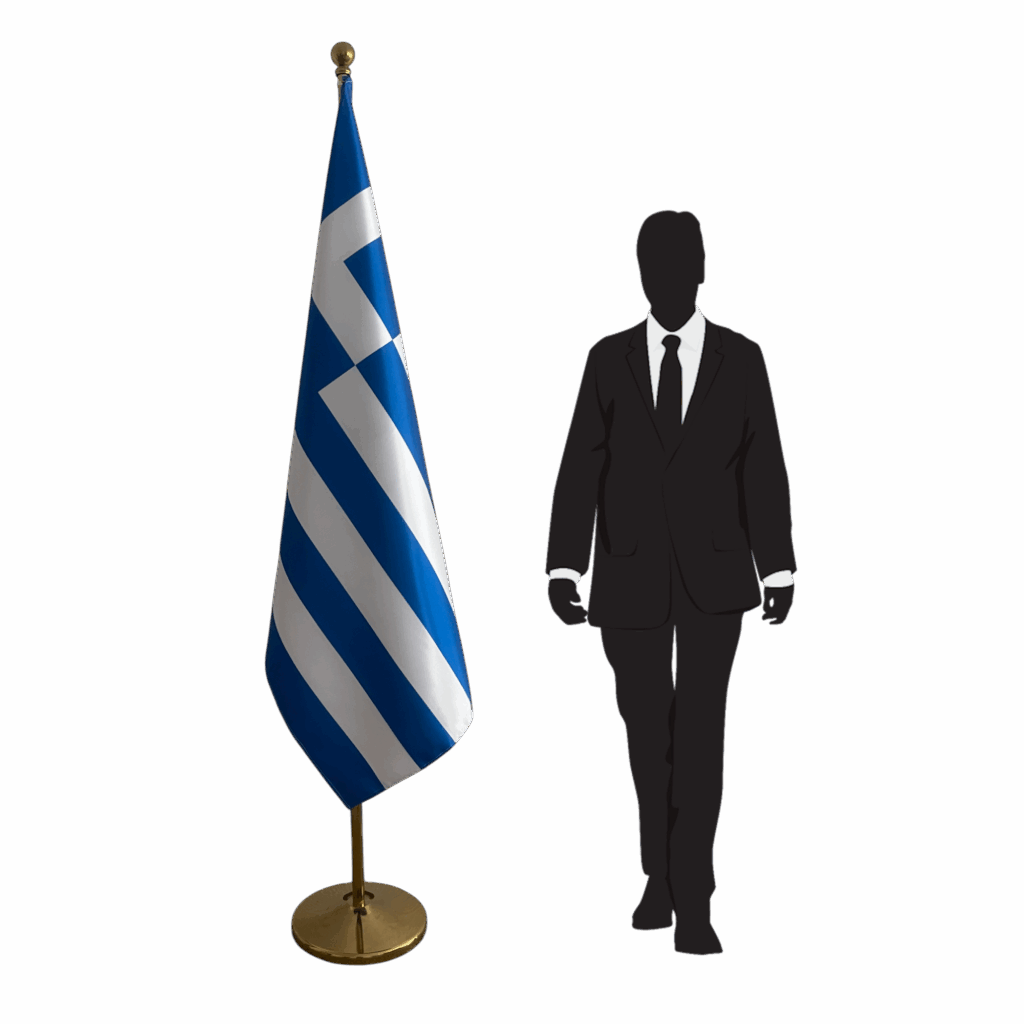 drapeau grece sur pied