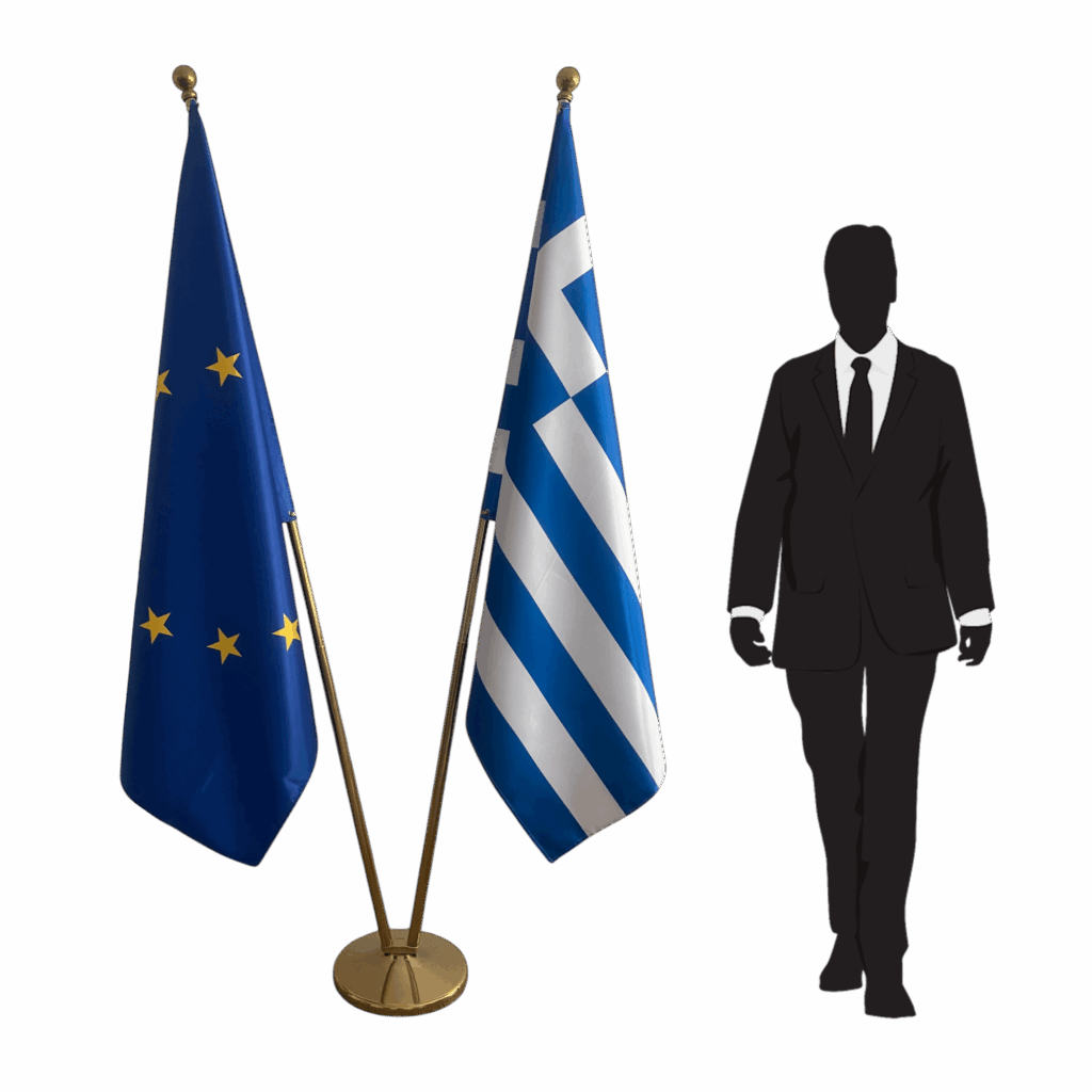 drapeau grece sur pied