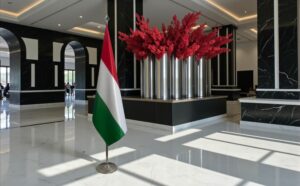 drapeau Hongrie sur socle