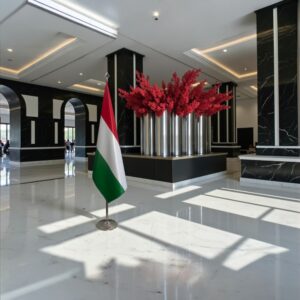 drapeau Hongrie sur socle