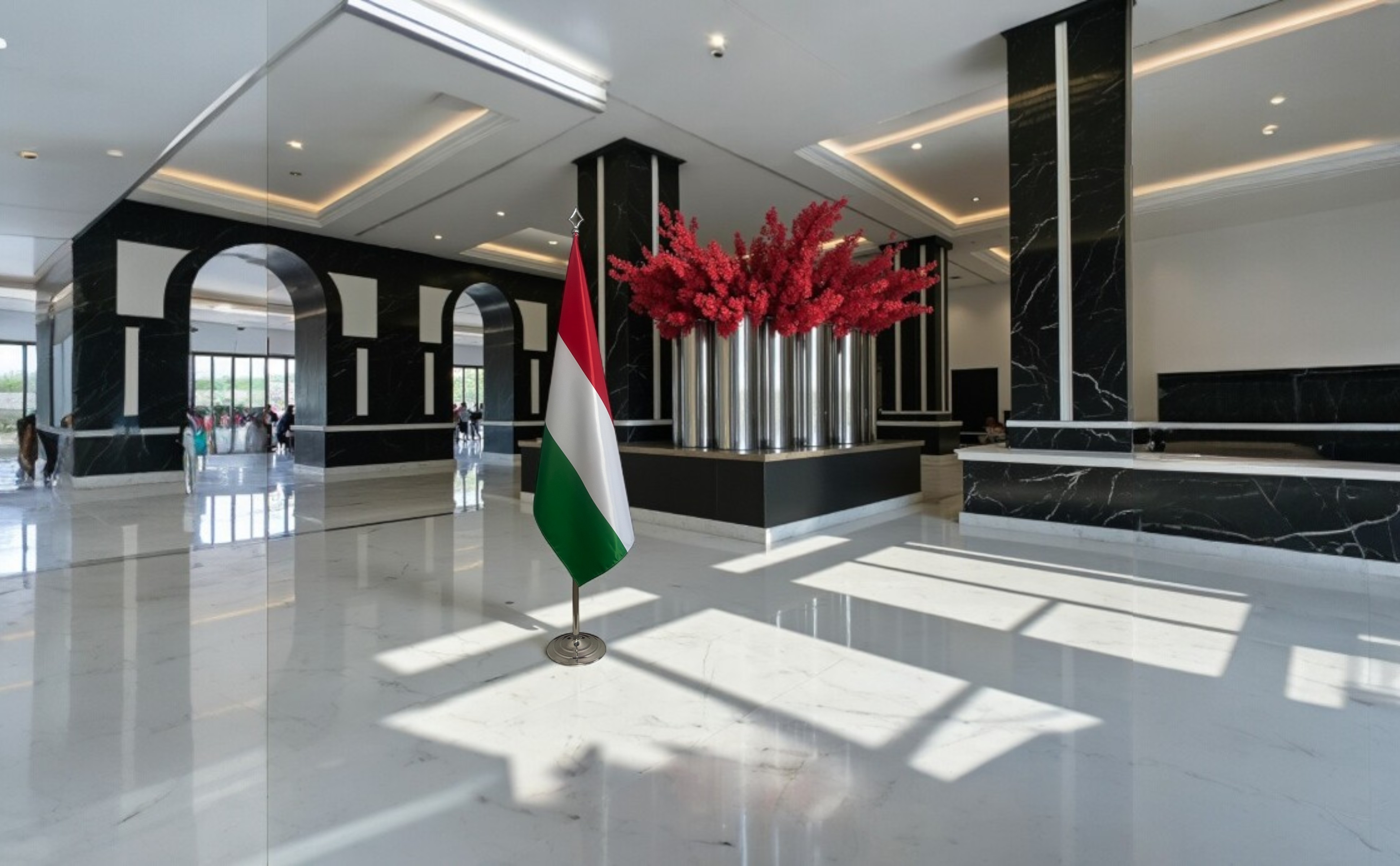 drapeau Hongrie sur socle