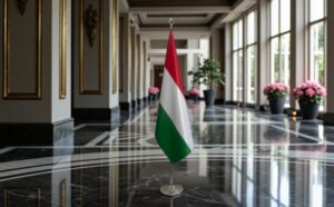 drapeau Hongrie sur socle